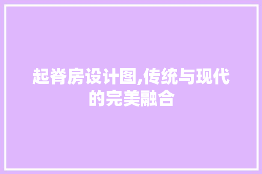起脊房设计图,传统与现代的完美融合