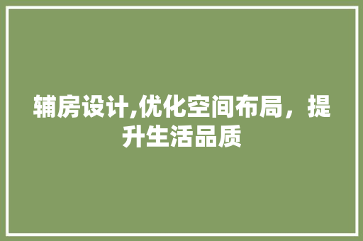 辅房设计,优化空间布局，提升生活品质
