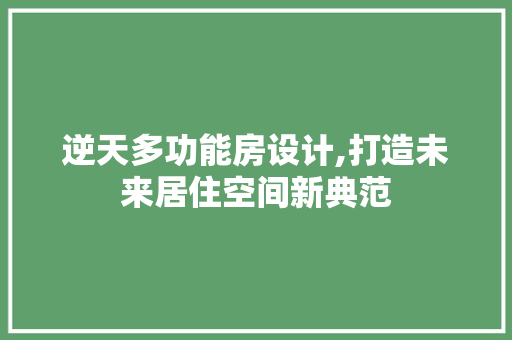 逆天多功能房设计,打造未来居住空间新典范