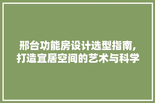 邢台功能房设计选型指南,打造宜居空间的艺术与科学