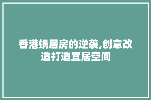 香港蜗居房的逆袭,创意改造打造宜居空间