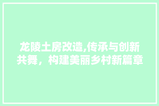 龙陵土房改造,传承与创新共舞，构建美丽乡村新篇章