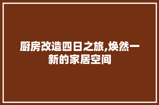 厨房改造四日之旅,焕然一新的家居空间