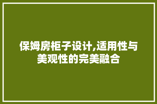 保姆房柜子设计,适用性与美观性的完美融合