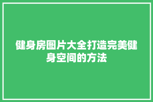 健身房图片大全打造完美健身空间的方法