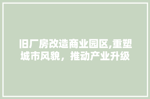 旧厂房改造商业园区,重塑城市风貌，推动产业升级