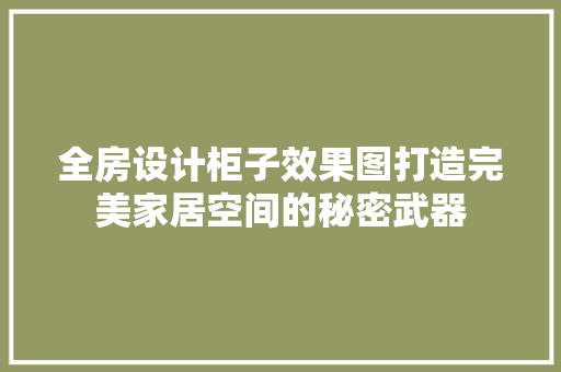 全房设计柜子效果图打造完美家居空间的秘密武器