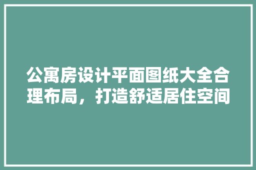 公寓房设计平面图纸大全合理布局，打造舒适居住空间