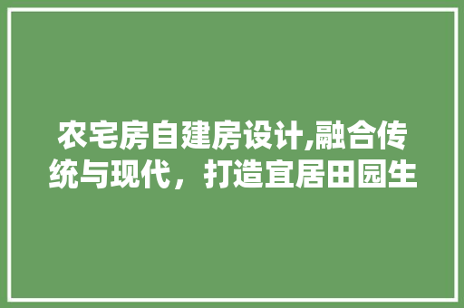 农宅房自建房设计,融合传统与现代，打造宜居田园生活