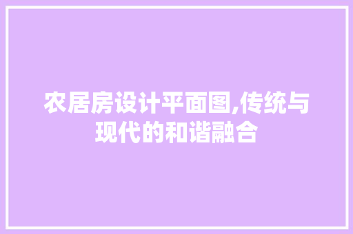 农居房设计平面图,传统与现代的和谐融合
