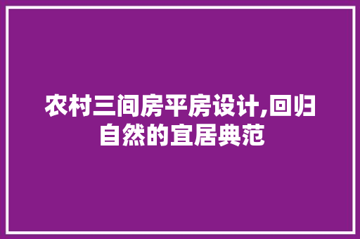 农村三间房平房设计,回归自然的宜居典范