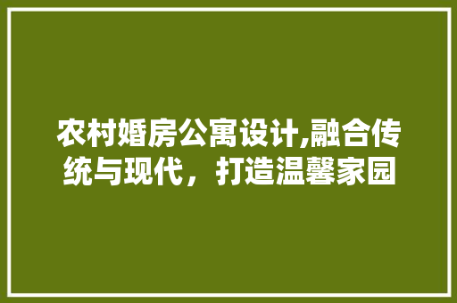 农村婚房公寓设计,融合传统与现代，打造温馨家园