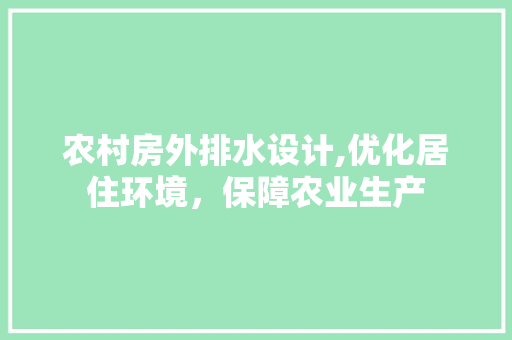 农村房外排水设计,优化居住环境，保障农业生产