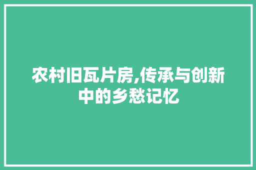农村旧瓦片房,传承与创新中的乡愁记忆