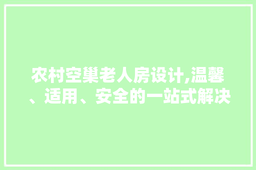 农村空巢老人房设计,温馨、适用、安全的一站式解决方法