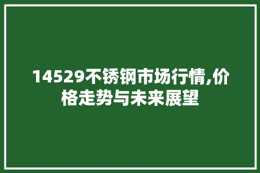 14529不锈钢市场行情,价格走势与未来展望