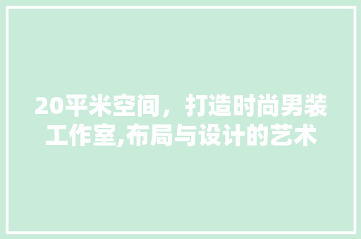 20平米空间，打造时尚男装工作室,布局与设计的艺术