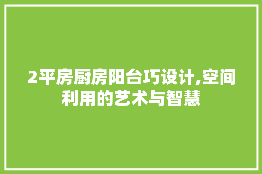2平房厨房阳台巧设计,空间利用的艺术与智慧