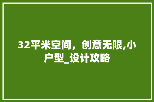 32平米空间，创意无限,小户型_设计攻略