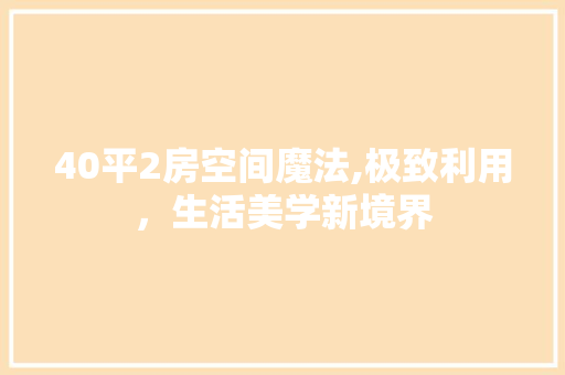 40平2房空间魔法,极致利用，生活美学新境界