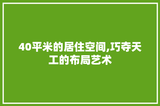 40平米的居住空间,巧夺天工的布局艺术