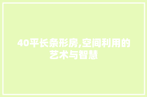 40平长条形房,空间利用的艺术与智慧