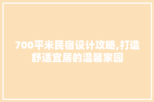 700平米民宿设计攻略,打造舒适宜居的温馨家园