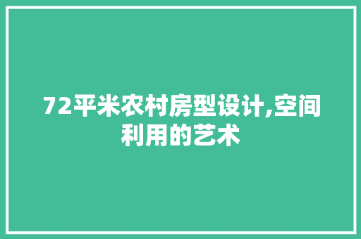 72平米农村房型设计,空间利用的艺术