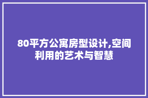 80平方公寓房型设计,空间利用的艺术与智慧