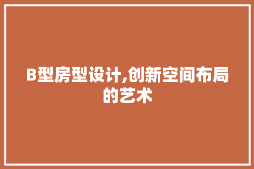 B型房型设计,创新空间布局的艺术