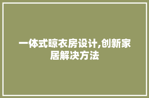 一体式晾衣房设计,创新家居解决方法