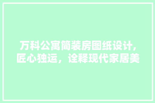 万科公寓简装房图纸设计,匠心独运，诠释现代家居美学
