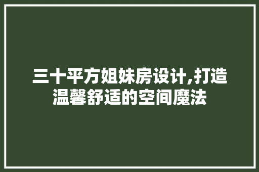 三十平方姐妹房设计,打造温馨舒适的空间魔法