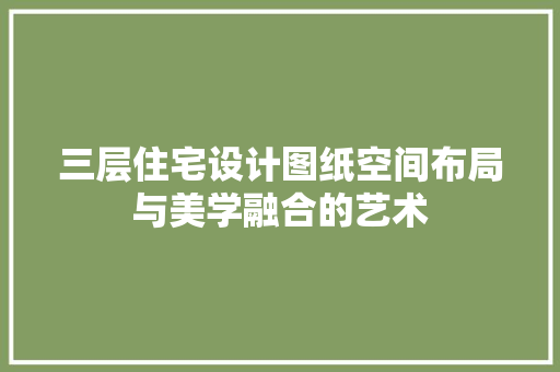 三层住宅设计图纸空间布局与美学融合的艺术