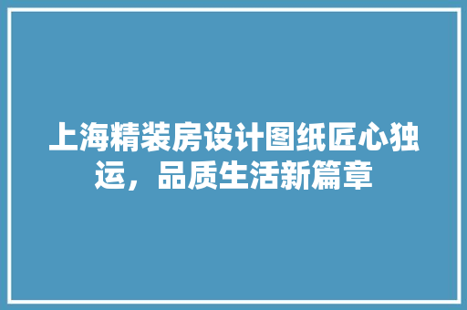 上海精装房设计图纸匠心独运，品质生活新篇章
