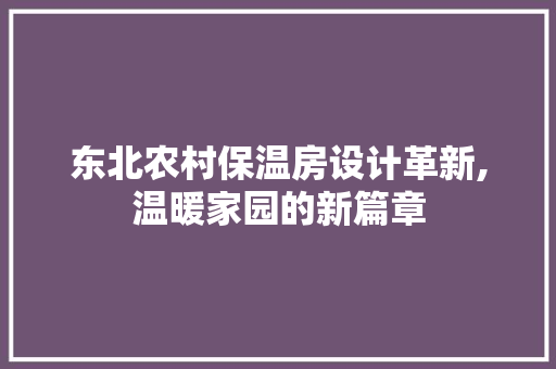 东北农村保温房设计革新,温暖家园的新篇章