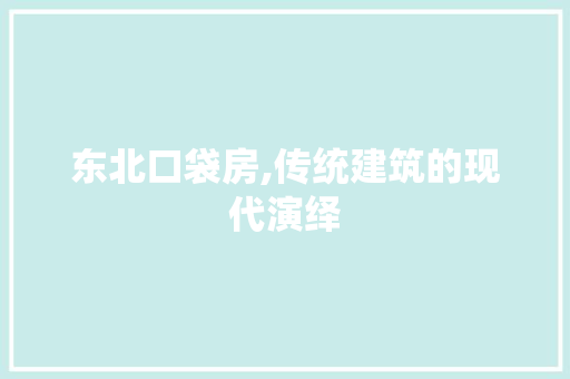 东北口袋房,传统建筑的现代演绎