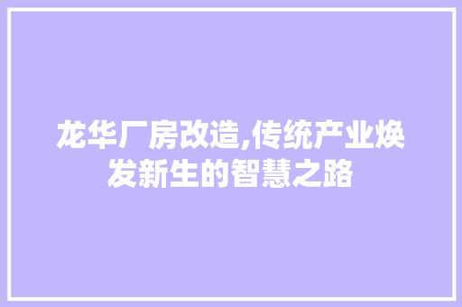 龙华厂房改造,传统产业焕发新生的智慧之路