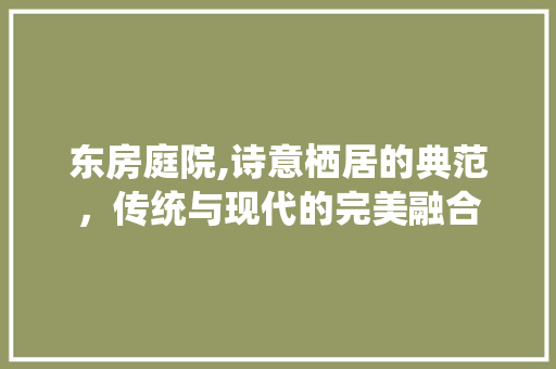 东房庭院,诗意栖居的典范，传统与现代的完美融合