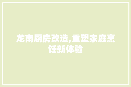 龙南厨房改造,重塑家庭烹饪新体验