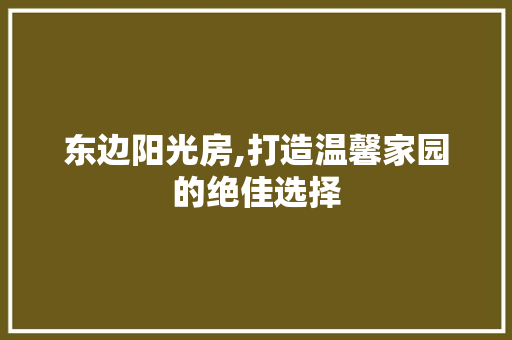 东边阳光房,打造温馨家园的绝佳选择