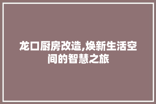 龙口厨房改造,焕新生活空间的智慧之旅