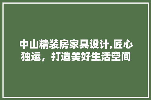 中山精装房家具设计,匠心独运，打造美好生活空间