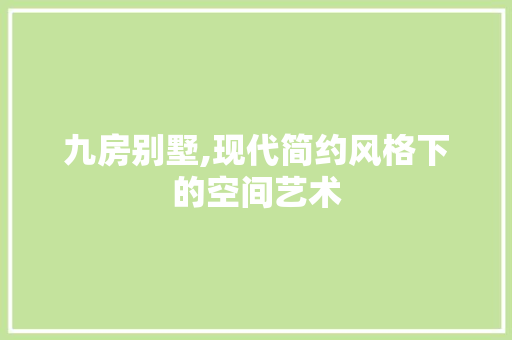 九房别墅,现代简约风格下的空间艺术