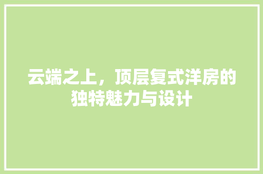 云端之上，顶层复式洋房的独特魅力与设计