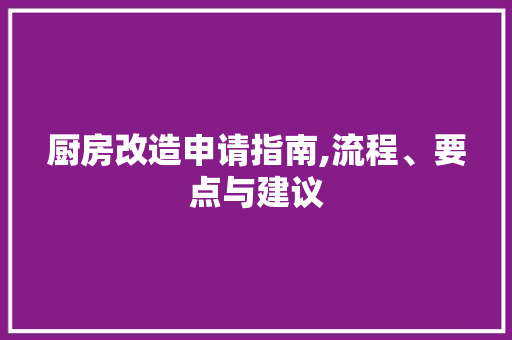 厨房改造申请指南,流程、要点与建议