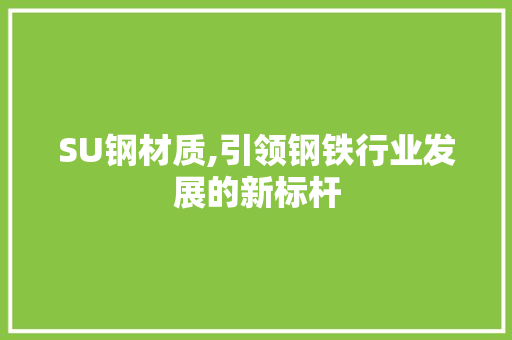 SU钢材质,引领钢铁行业发展的新标杆