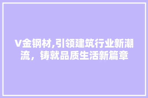 V金钢材,引领建筑行业新潮流，铸就品质生活新篇章
