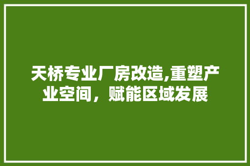 天桥专业厂房改造,重塑产业空间，赋能区域发展