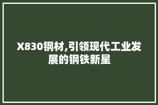 X830钢材,引领现代工业发展的钢铁新星